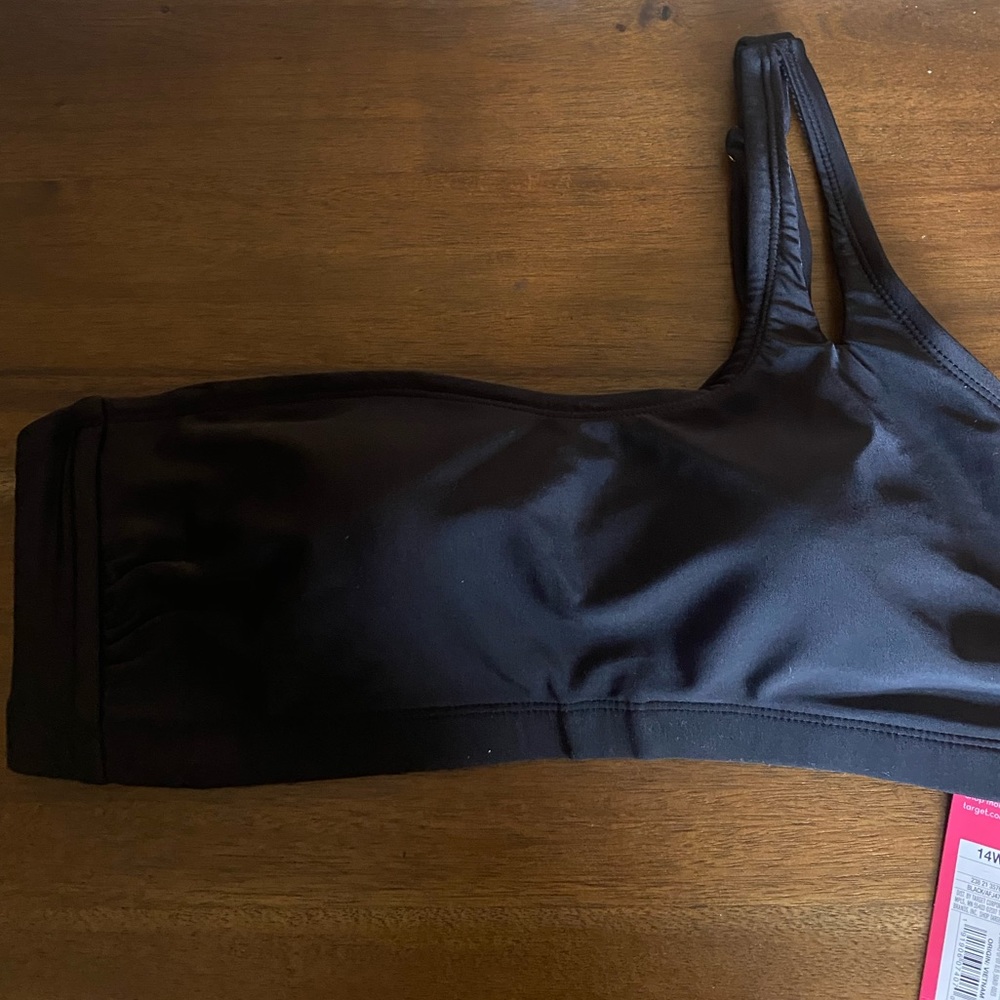 Black One Shoulder Bikini Top